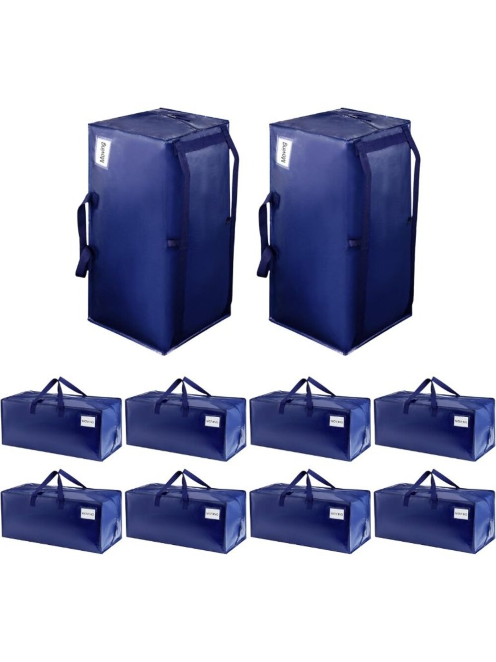 Extra Large Heavy Duty Moving Bags - 10 Pack with Zippers & Backpack Straps